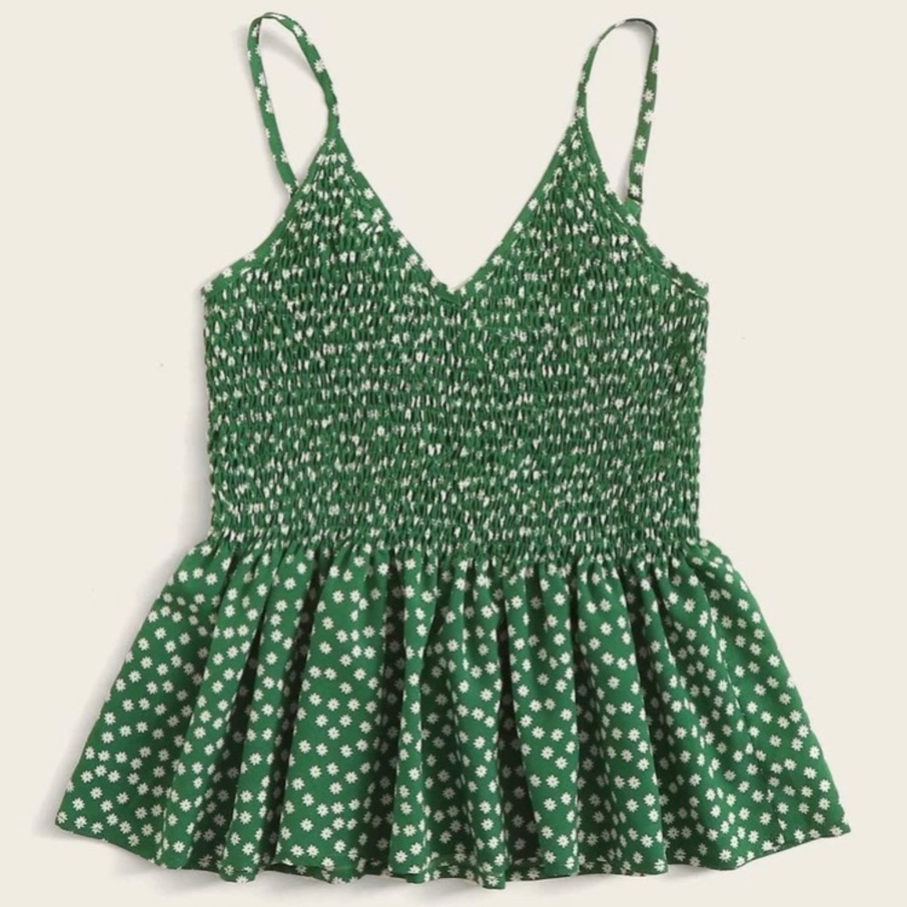 Green floral top